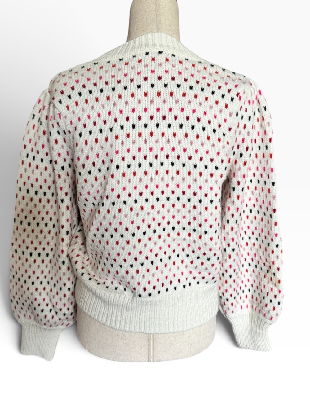 Marine Layer Cream Crewneck Sweater with Pink Polka Dot Motif - Picture 4 of 9